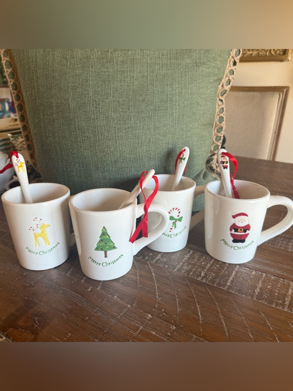 BIA Cordon Bleu Holiday Mug Set with Matching Ceramic Spoons 4pc